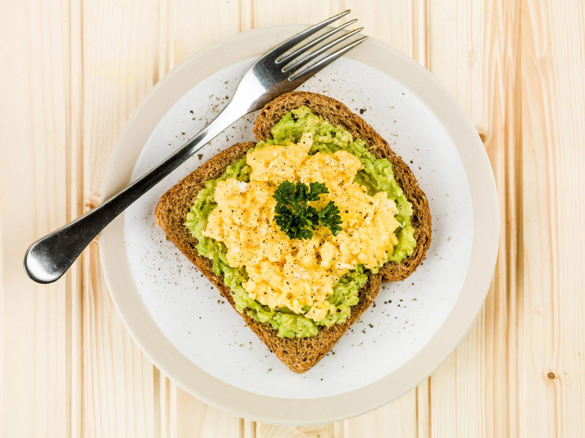 Scramble egg avocado toast