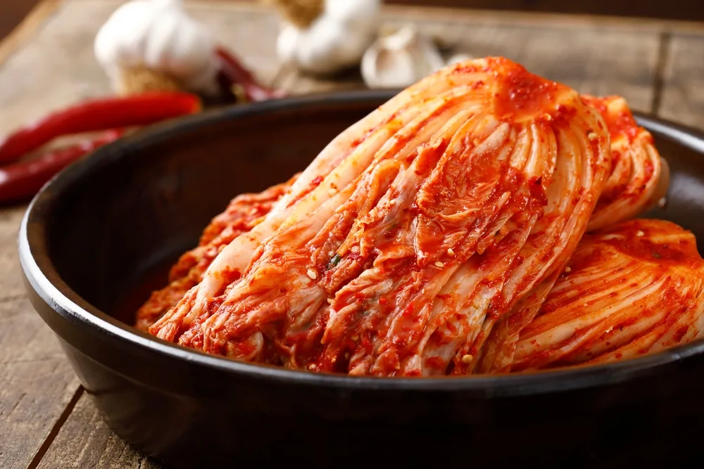 A bowl of homemade kimchi ready to taste